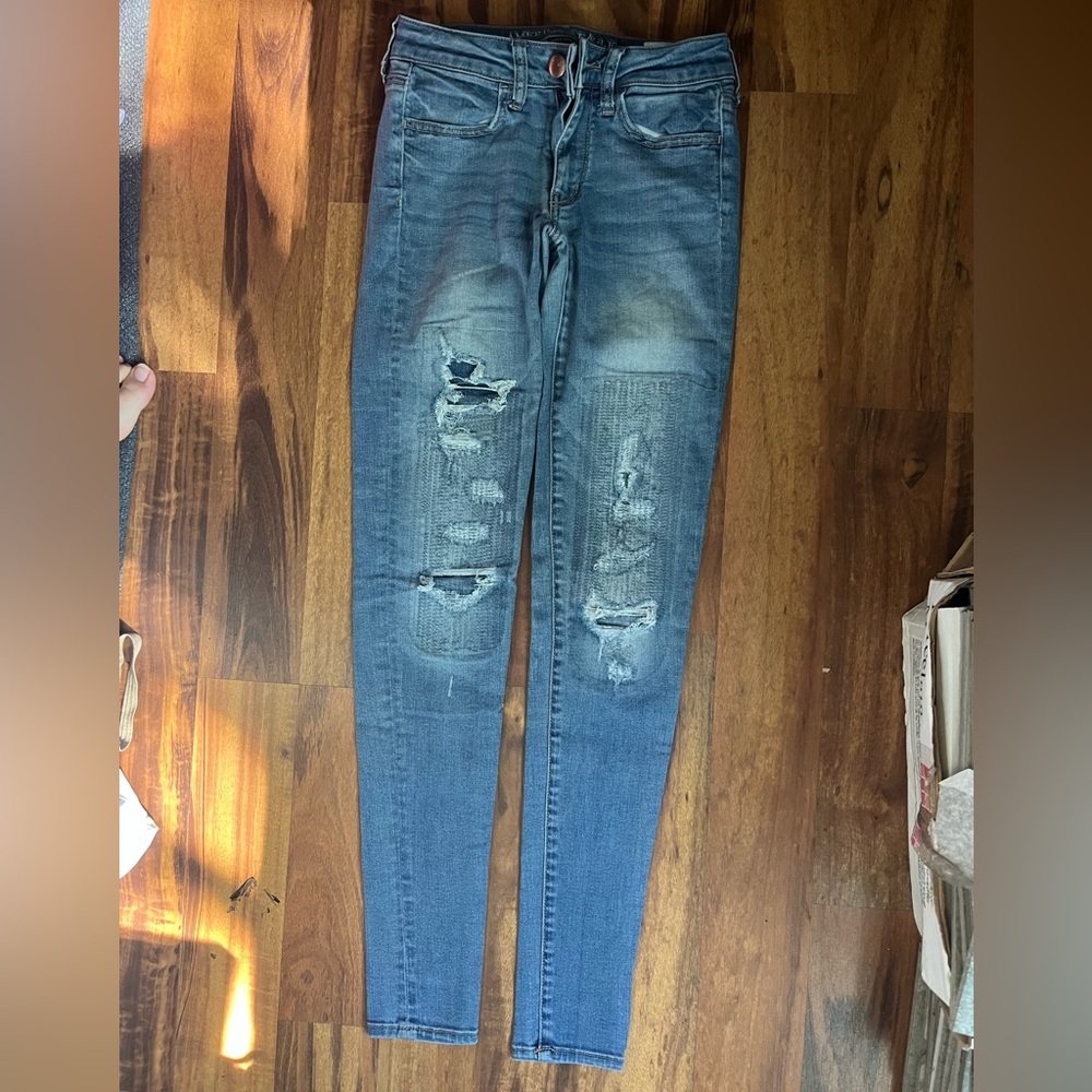 American Eagle Outfitters Distressed Blue Jeggings